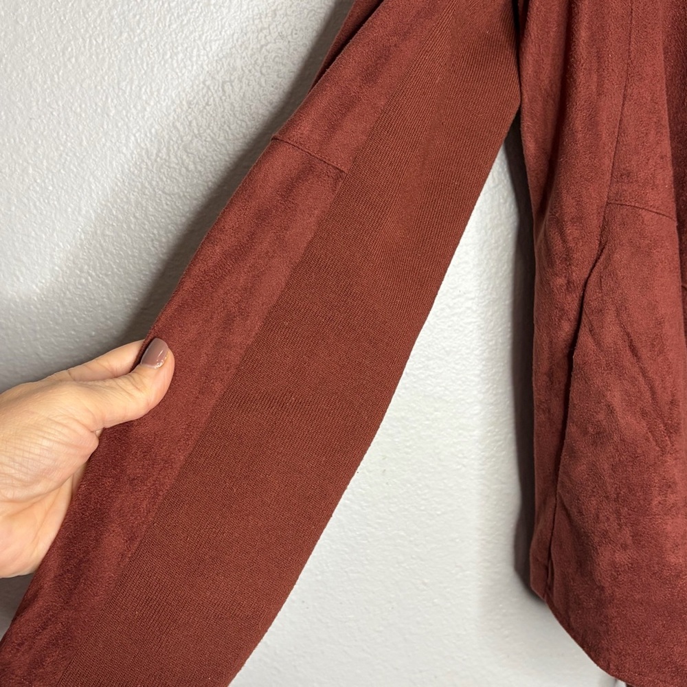 BB Dakota‎ Faux Suede Drape Jacket Med (No Tag) Cherrywood Chic Western Boho EUC - Picture 6 of 10